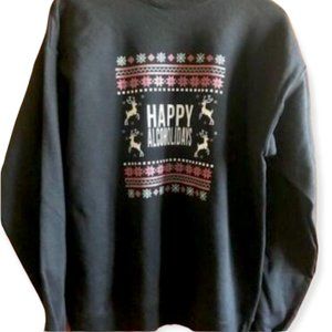 NWOT: Ugly Christmas Happy Alcoholidays Hanes Unisex Crewneck Sweatshirt | Sz M